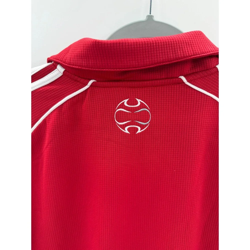 Adidas‎ Mens Climalite Polo Shirt Red White Short Sleeve Athletic Golf Size M